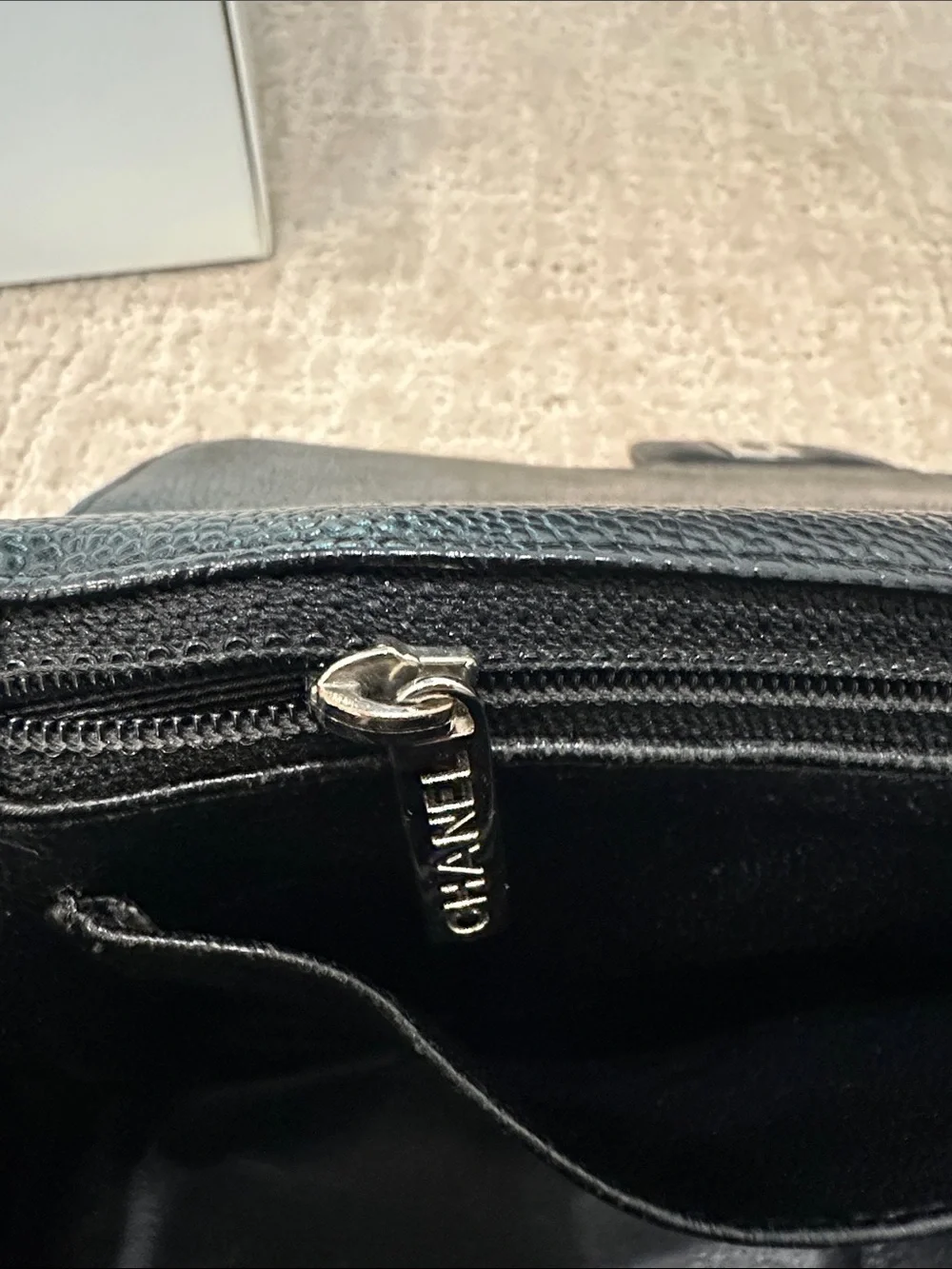 CHANEL Black Quilted Caviar Leather Single Flap Shoulder Bag